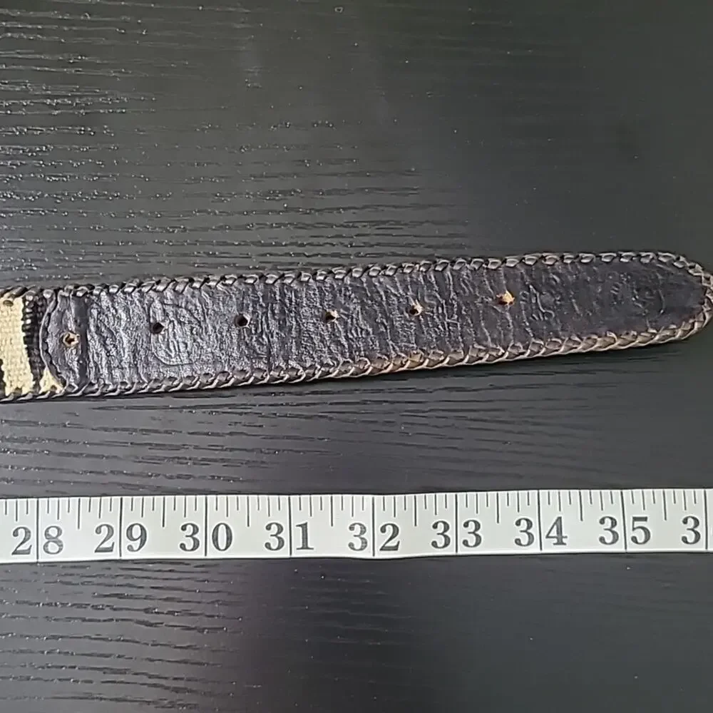 Aztec style leather and canvas belt